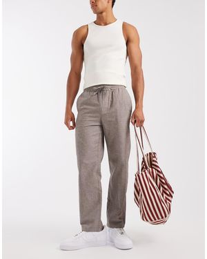 Only & Sons Losvallende Broek Van Linnenmix - Grijs