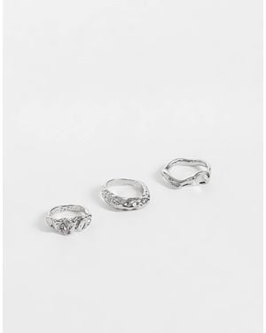 Reclaimed Vintage Unisex 3er-pack geschmolzene ringe - Natur