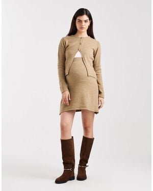 Mama.licious Mamalicious Maternity Knitted Over The Bump Mini Skirt Co-ord - Natural