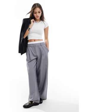 Pimkie Pantaloni Sartoriali Dritti Grigi Con Finiture Stile Boxer - Grigio
