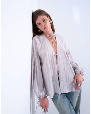 TOPSHOP Tie Front Top - Purple