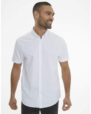 Threadbare Oxford Cotton Short Sleeve Shirt - White