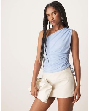 Abercrombie & Fitch Mesh Asymmetric Tie Detail Top - Blue