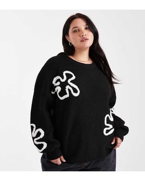 ONLY Jersey Con Detalle De Flores Pespunteadas De - Negro