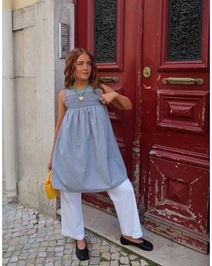Labelrail X rebecca olivia - robe babydoll courte à carreaux vichy - Rouge