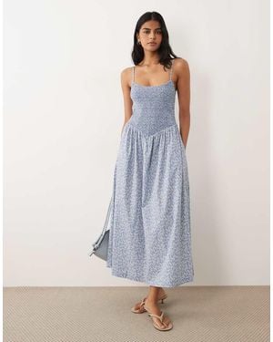 Abercrombie & Fitch Dipped Waist Maxi Dress - Blue