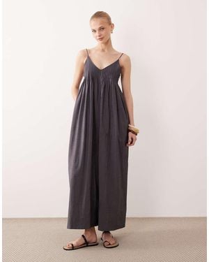 ASOS Wide Leg Jumpsuit With Pintuck Detail - Grey
