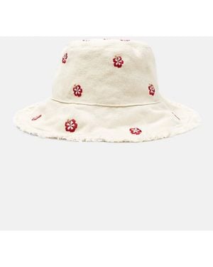 Pull&Bear Hibiscus Flower Bucket Hat - Natural