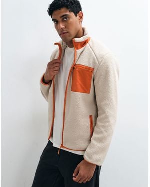 Only & Sons Teddy Fleece With Contrast Pocket - White