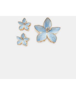 Stradivarius Set Of 3 Flower Clips - Blue
