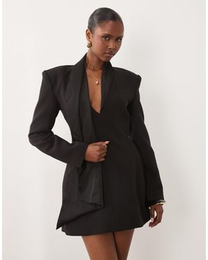 Bardot Blazer Tie Detail V-neck Mini Dress - Black