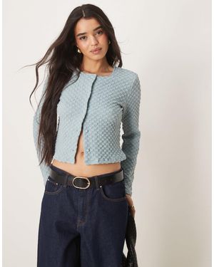 Vila Bubble Textured Cropped Cardigan - Blue
