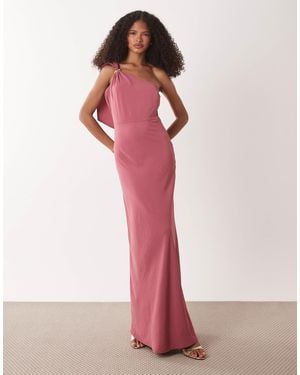 Jdy One Shoulder Maxi Dress With Gold Trim - Pink