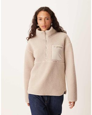 Threadbare Polar Beis Grisáceo Con Cremallera Corta Y Detalle De Bolsillo De Borreguito De -Blanco - Neutro