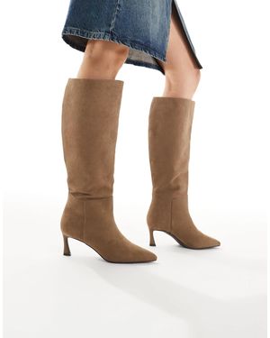 New Look – kniehohe stiefel aus wildlederimitat - Weiß