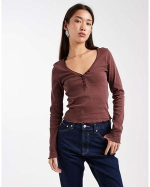 Miss Selfridge Long Sleeve Rib Top - Blue