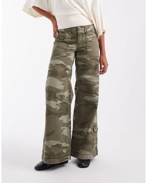 Hollister Low Rise Wide Leg Utility Detail Pants - Green