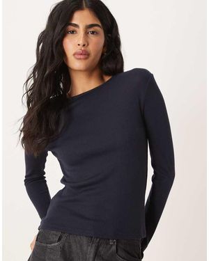 Mango Camiseta De Manga Larga De - Azul