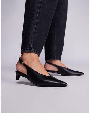 Public Desire Saskia Slingback Kitten Heel Shoes - Blue