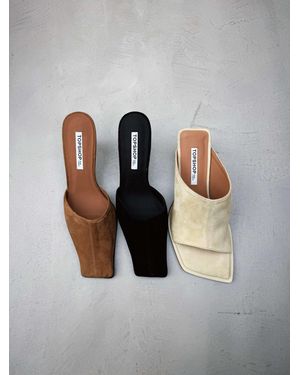 TOPSHOP Ilya - mules en daim à bout carré ouvert - Neutre