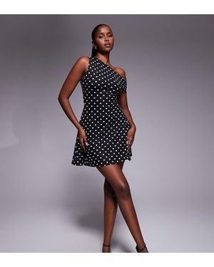 Kaiia Exclusive Double Layered Slinky Mesh Off Shoulder Skater Mini Dress - Blue
