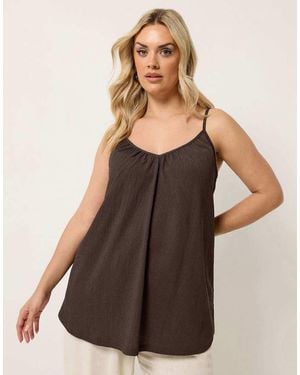 Yours Clothing Gathered Textured Cami - Brown