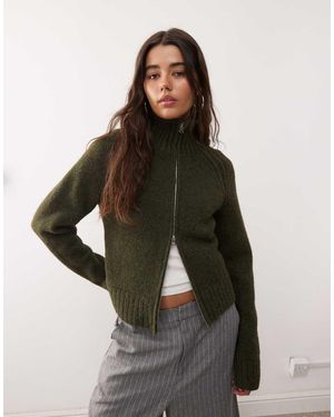 Weekday Wool Blend Hairy Knit Zip Through Cardigan - Multicolour