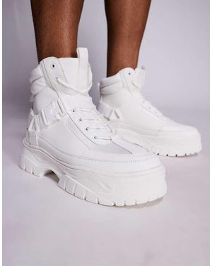 ASOS Scarponcini Stringati Bianchi Con Suola Spessa E Cinturini - Bianco