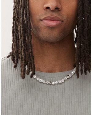 FADED FUTURE Pearl And Metal Beaded Necklace - Brown