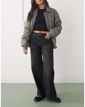 The Ragged Priest Pinstripe Wide Jeans - Grey
