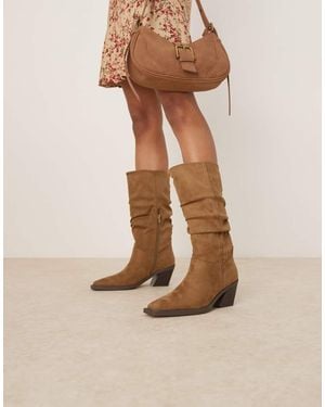 ASOS Chosen Slouchy Western Knee Boots - Natural