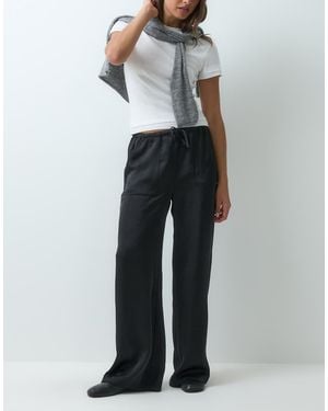 Vero Moda High Waist Satin Loose Fit Trousers - Grey
