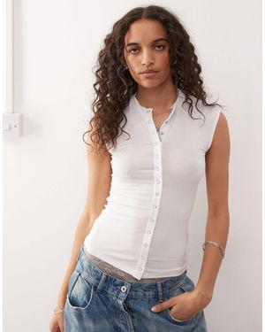 Weekday Button Front Top - White