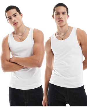 ASOS – 2er-pack muskelshirts - Weiß