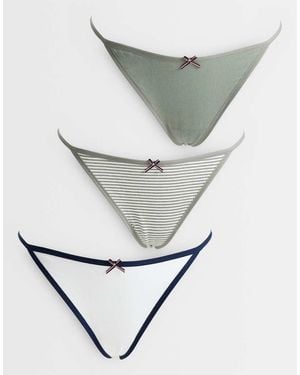 Tommy Hilfiger 3 Pack Lingerie Thongs With Bows - Metallic