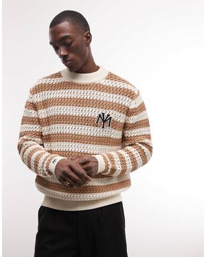 Prohibited – gestreifter strickpullover aus leichtem strick - Grau