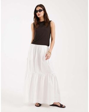 ASOS Single Tiered Boho Maxi Skirt - White
