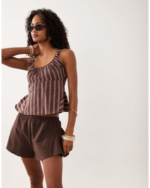 ASOS – mini-shorts aus leinenmix - Braun