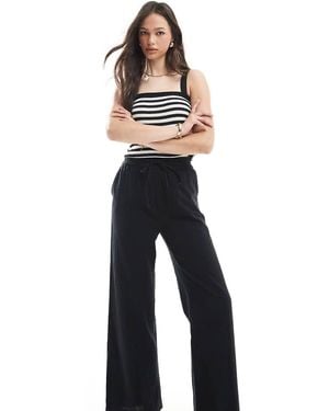 ONLY Wide Leg Linen Look Trousers - Blue