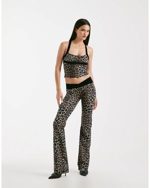 I.AM.GIA Blare Sculpting Slinky Contrast Crossover Waist Flared Trouser Co-Ord - Multicolor