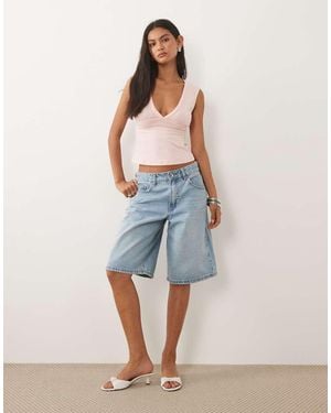 Motel Emberly Plunge Top - Blue
