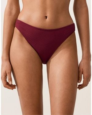 Oysho Mini Check Jacquard Classic Bikini Briefs - Red