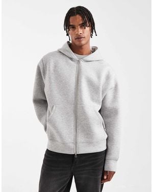 Jack & Jones Oversized Hoodie With Double Zip - Grey