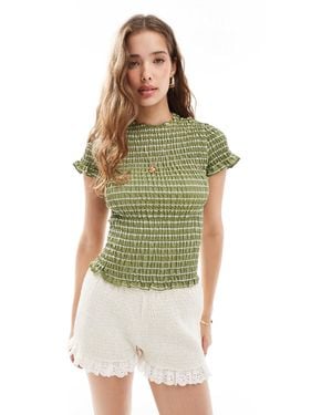 Daisy Street Shirred Top - Green