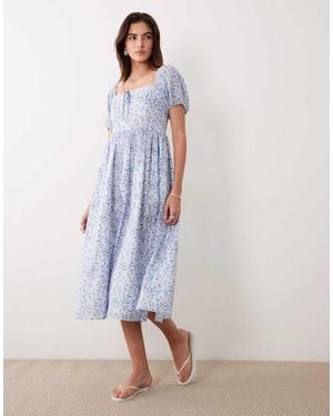 Abercrombie & Fitch Milkmaid Maxi Dress - Blue