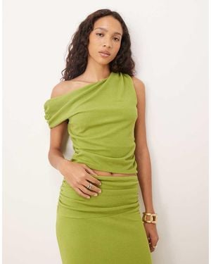 ASOS Top A Coste Testurizzato Asimmetrico - Verde