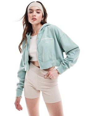 Good For Nothing Crop Oversized Logo Hoodie - Blue