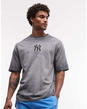 KTZ Ny Yankees Logo Short Sleeve T-shirt - Grey
