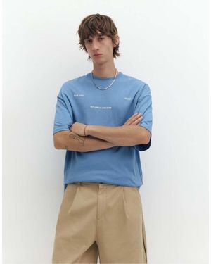 Pull&Bear T-Shirt Squadrata Con Testo Stwd Azzurro Cielo - Blu