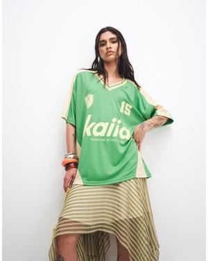 Kaiia Exclusive Oversized V Neck Soccer Jersey - Green